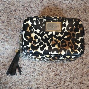 Victoria's Secret Black, Gold & Brown Leopard Cosmetic Pouch
